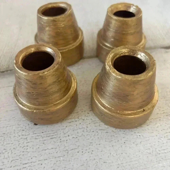Gold Flower Pot Napkin Rings Holders Set of 4 - Picture 6 of 7